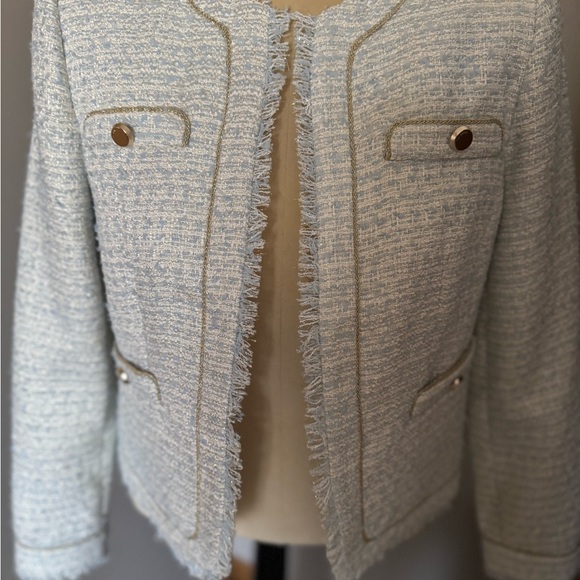 TED BAKER LONDON Jacket/Blazer, light blue, off white with gold buttons & trim. - Picture 6 of 8